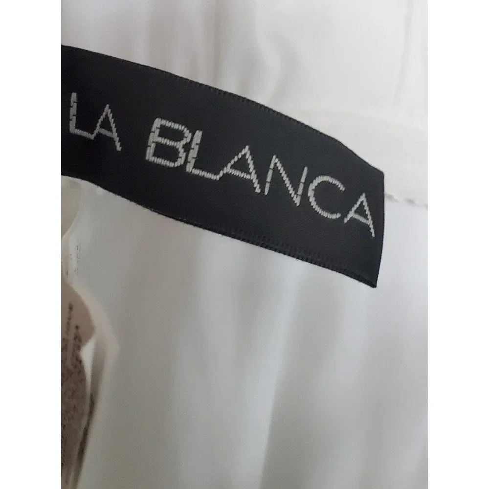 La Blanca Modest Mime Games Black White Stripes V-neck One‎ Piece Swimsuit SZ 12